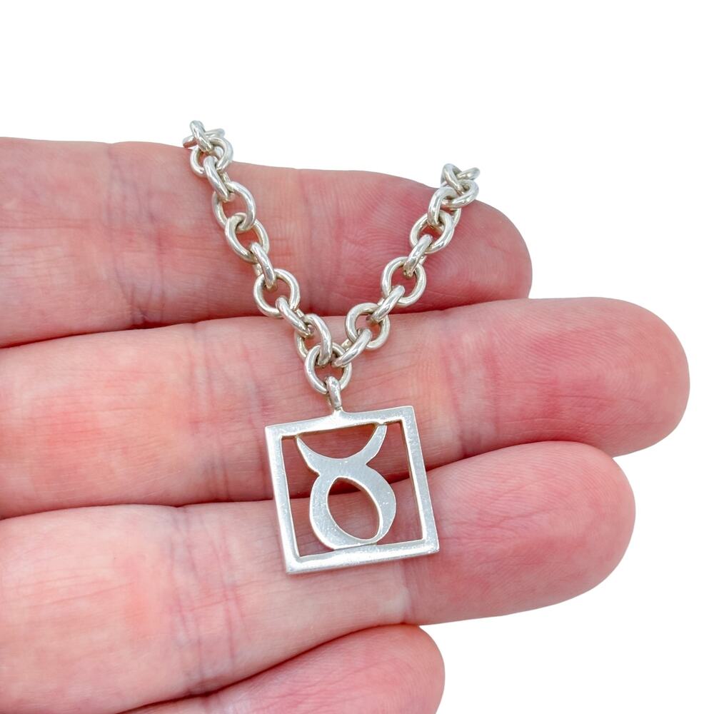 Vintage Sterling Silver 925 Taurus Zodiac Charm Bracelet 8"